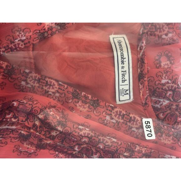 Abercrombie & Fitch Medium Dress Orange Floral Empire Waist Gray Velvet #5870 - Picture 16 of 16